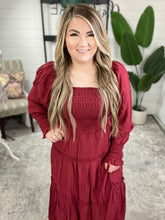 Load image into Gallery viewer, Tiered Maxi Dress With Smocking Detail In Holly