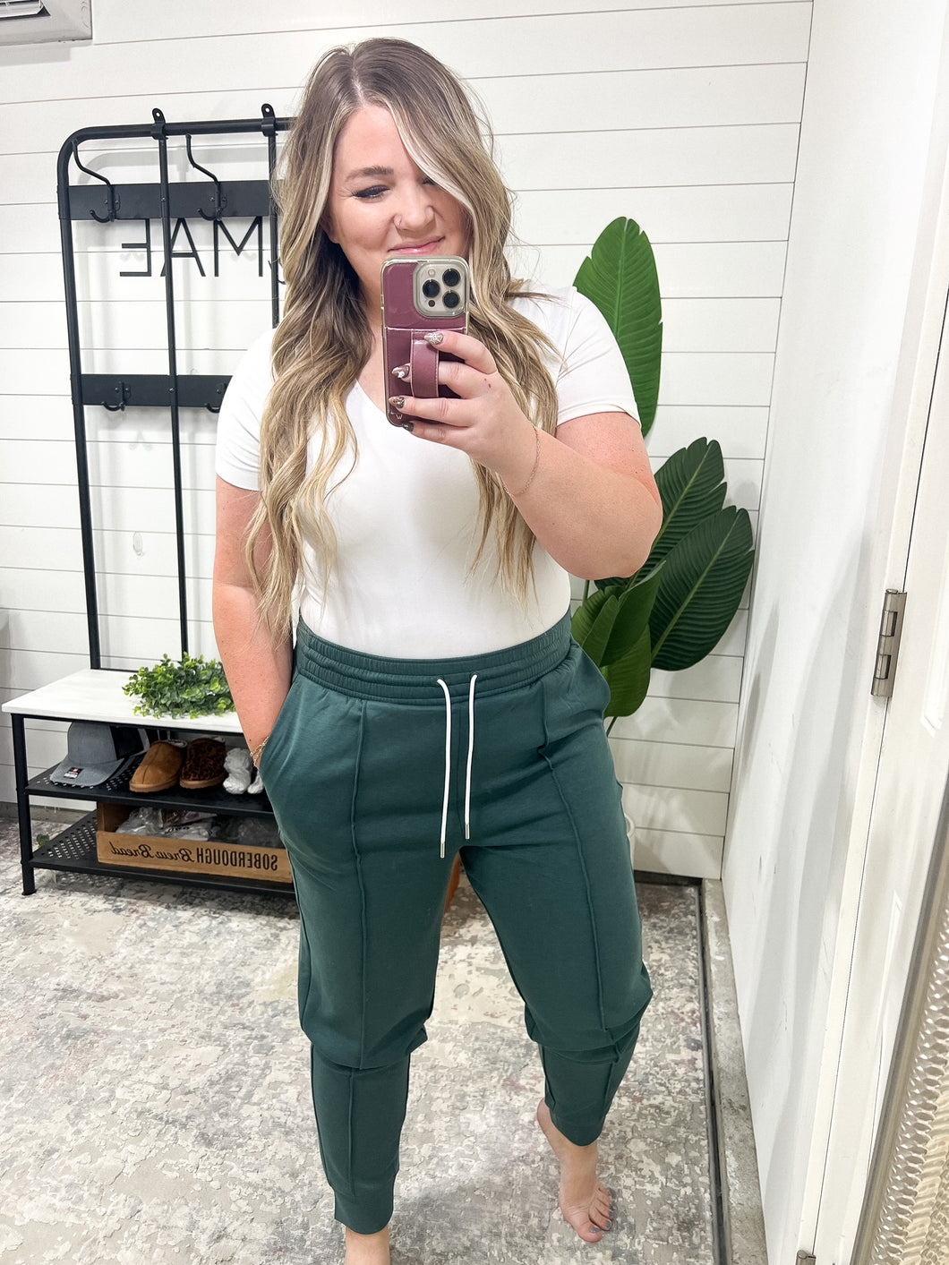 Center Seam Scuba Joggers in Ash Jade
