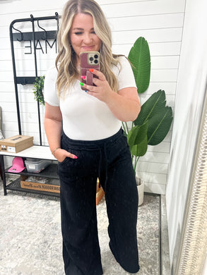 Lounge Line Wide Leg Sweats in Black