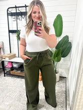 Load image into Gallery viewer, Lounge Line Wide Leg Sweats in Dark Olive