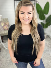 Load image into Gallery viewer, Everyday Reversible Scoop Neck Short Sleeve Top in Black