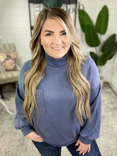 Load image into Gallery viewer, Mock Neck Top With Pocket In Slate Blue