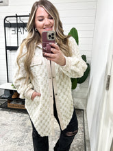 Load image into Gallery viewer, Check Check Cream Fuzzy Snap Button Shacket