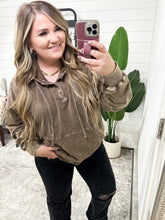 Load image into Gallery viewer, Good Vibes Mineral Wash Hoodie in Coffee