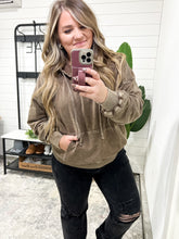 Load image into Gallery viewer, Good Vibes Mineral Wash Hoodie in Coffee
