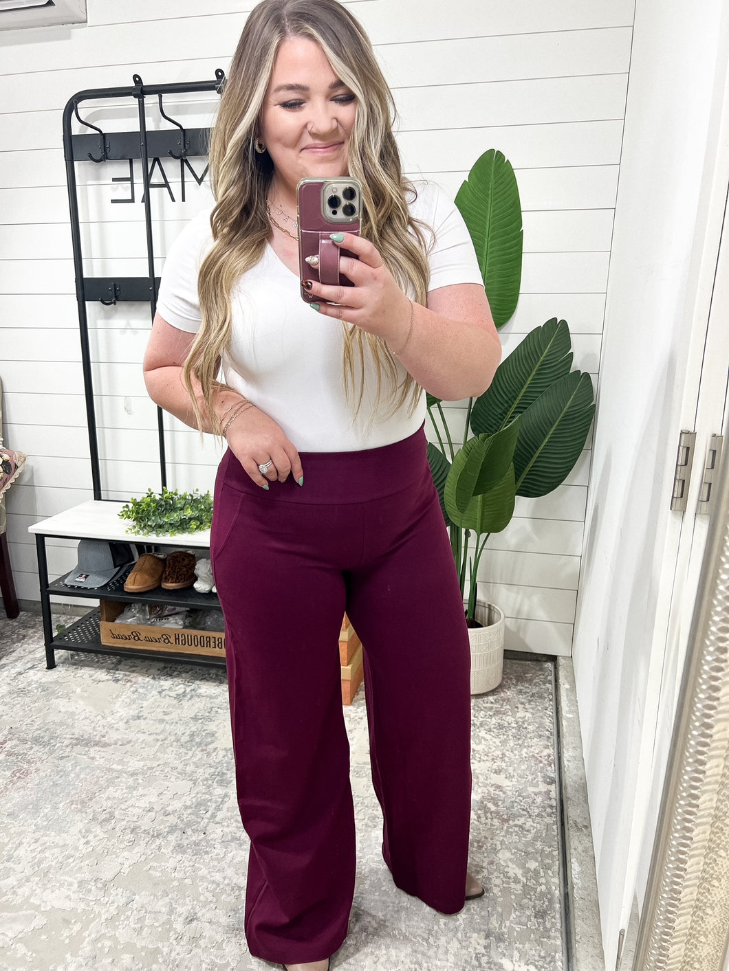Magic Wide Leg Pants in Wine