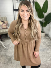 Load image into Gallery viewer, Ultra Soft Button Front Dress In Pecan