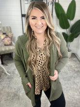 Load image into Gallery viewer, Ribbed Hooded Cardigan In Spruce