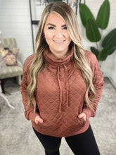 Load image into Gallery viewer, Quilted Funnel Neck Pullover In Rose Gold