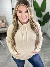 Load image into Gallery viewer, Textured Funnel Neck Pullover In Heathered Beige