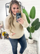Load image into Gallery viewer, Textured Funnel Neck Pullover In Heathered Beige