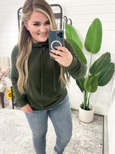 Load image into Gallery viewer, Thermal Pullover Hoodie With Zipper Detail In Olive