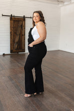 Load image into Gallery viewer, Tummy Control Top Retro Flare Judy Blue Overalls in Black