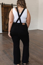 Load image into Gallery viewer, Tummy Control Top Retro Flare Judy Blue Overalls in Black