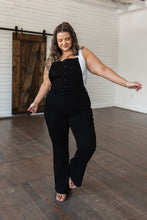 Load image into Gallery viewer, Tummy Control Top Retro Flare Judy Blue Overalls in Black