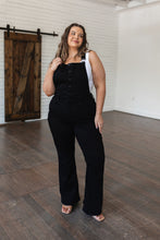 Load image into Gallery viewer, Tummy Control Top Retro Flare Judy Blue Overalls in Black