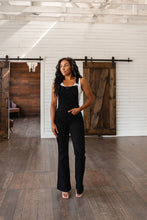 Load image into Gallery viewer, Tummy Control Top Retro Flare Judy Blue Overalls in Black