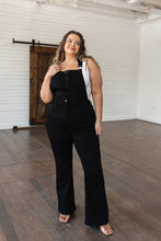 Load image into Gallery viewer, Tummy Control Top Retro Flare Judy Blue Overalls in Black