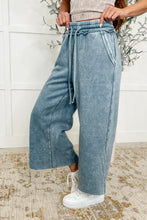 Load image into Gallery viewer, In or Out Wide Leg Cropped Pants Dusty Blue