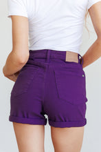Load image into Gallery viewer, High Rise Control Top Cuffed Judy Blue Shorts in Purple