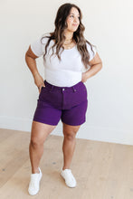 Load image into Gallery viewer, High Rise Control Top Cuffed Judy Blue Shorts in Purple