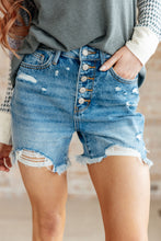 Load image into Gallery viewer, High Rise Rigid Magic Button Fly Judy Blue Cutoff Shorts