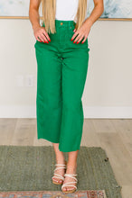 Load image into Gallery viewer, High Rise Control Top Wide Leg Crop Judy Blue Jeans in Kelly Green