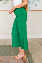 Load image into Gallery viewer, High Rise Control Top Wide Leg Crop Judy Blue Jeans in Kelly Green