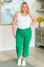 Load image into Gallery viewer, High Rise Control Top Wide Leg Crop Judy Blue Jeans in Kelly Green