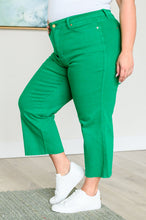 Load image into Gallery viewer, High Rise Control Top Wide Leg Crop Judy Blue Jeans in Kelly Green
