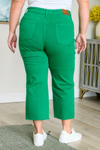 Load image into Gallery viewer, High Rise Control Top Wide Leg Crop Judy Blue Jeans in Kelly Green