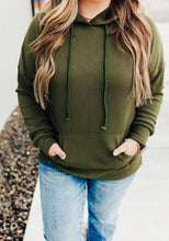 Load image into Gallery viewer, Kacey Ribbed Hoodie- Olive