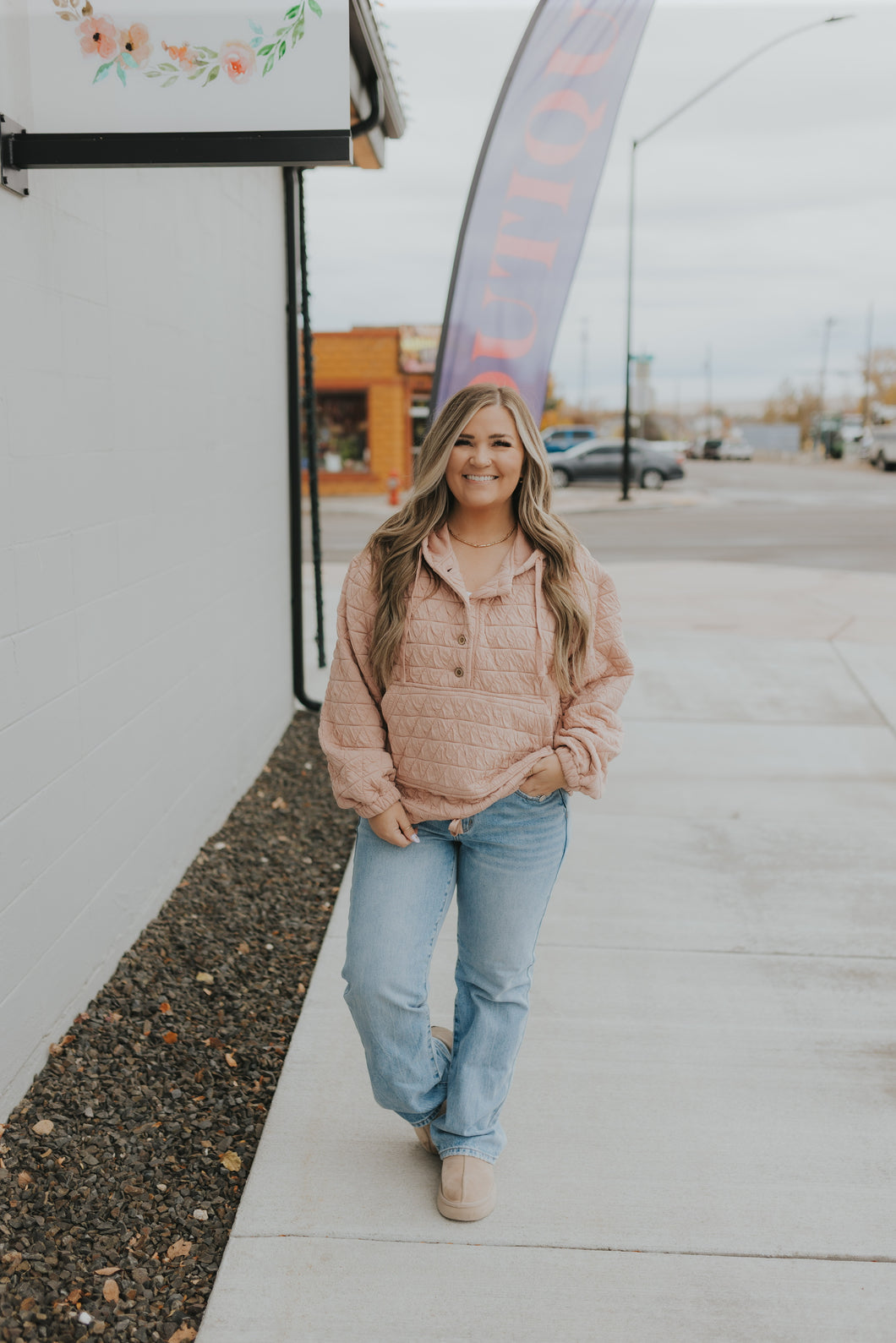 Blush Cloud Quilted Hoodie