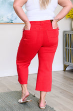 Load image into Gallery viewer, High Rise Control Top Wide Leg Crop Judy Blue Jeans in Red