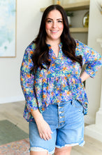 Load image into Gallery viewer, Lizzy Babydoll Top in Royal Multi Fireworks