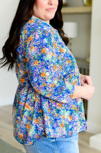 Load image into Gallery viewer, Lizzy Babydoll Top in Royal Multi Fireworks