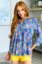 Load image into Gallery viewer, Lizzy Babydoll Top in Royal Multi Fireworks