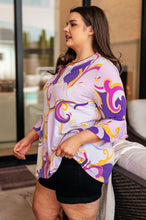 Load image into Gallery viewer, Lizzy Bell Sleeve Top in Regal Lavender and Gold