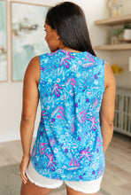 Load image into Gallery viewer, Lizzy Tank Top in Blue and Pink Tropical Sailing