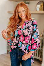 Load image into Gallery viewer, Lizzy Top in Black Bright Floral