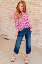 Load image into Gallery viewer, Lizzy Top in Mint and Pink Ikat