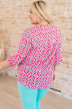 Load image into Gallery viewer, Lizzy Top in Mint and Pink Ikat