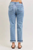 Load image into Gallery viewer, Elaine Mid Rise Boyfriend with Distress &amp; Cuff