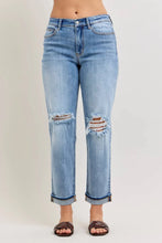 Load image into Gallery viewer, Elaine Mid Rise Boyfriend with Distress &amp; Cuff