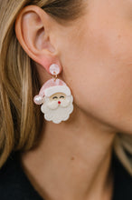 Load image into Gallery viewer, Merry in Pink Santa Dangle Earrings