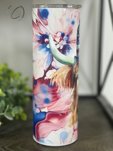 Load image into Gallery viewer, Patriotic Alcohol Ink Highland Cow 20oz Skinny Tumbler