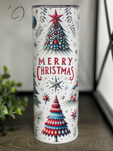 Load image into Gallery viewer, Patriotic Merry Christmas 20oz Skinny Tumbler