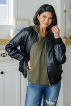 Load image into Gallery viewer, This Is It Faux Leather Bomber Jacket In Black