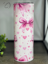 Load image into Gallery viewer, Pink Coquette Bows 20oz Skinny Tumbler