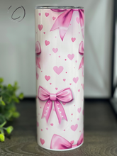Load image into Gallery viewer, Pink Coquette Bows 20oz Skinny Tumbler
